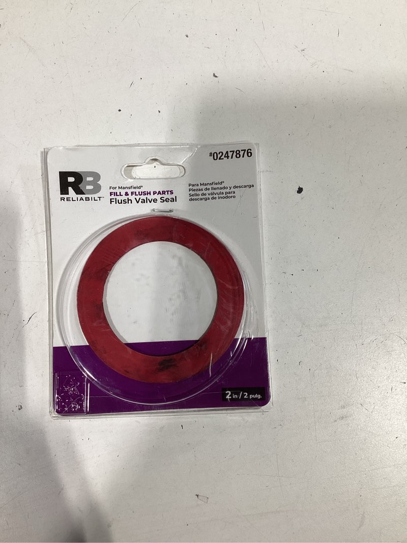 Condition photo showing As Is for reliabilt 2-in red rubber flush valve seal for mansfield