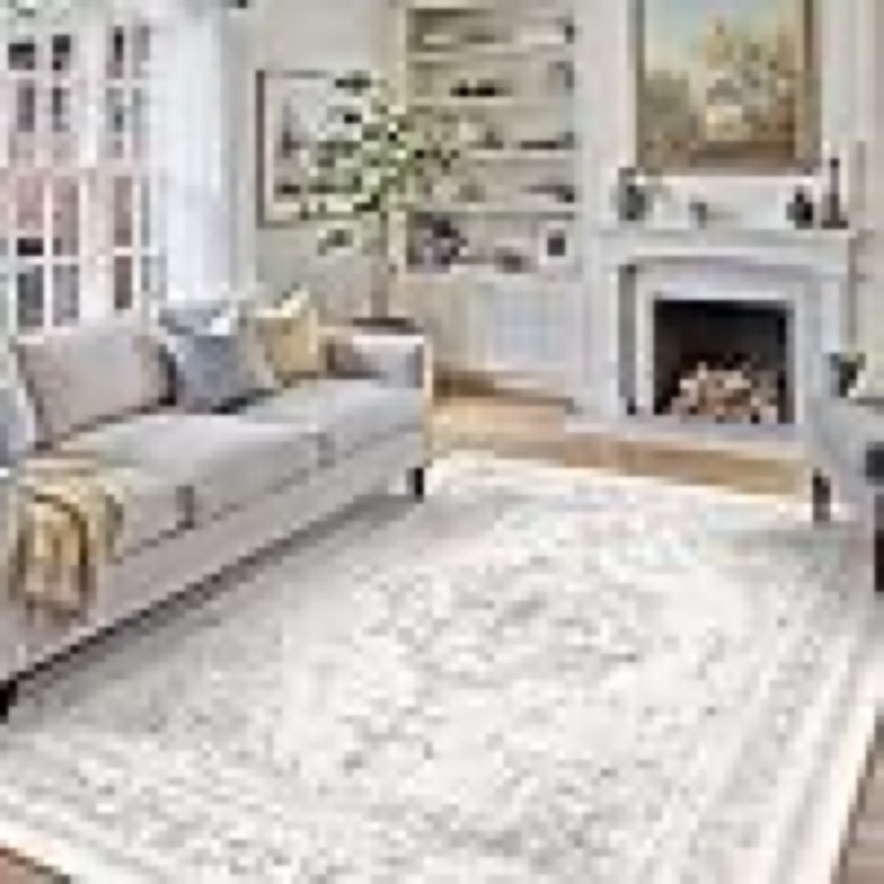 Product similar, Washable Rug 8 x 10  Area Rug for Living Room Light Gray Vintage Boho Medallion Large Grey Distressed Retro Carpet Non Slip Indoor Low Pile Small Soft Bedroom Dining Room Home Office