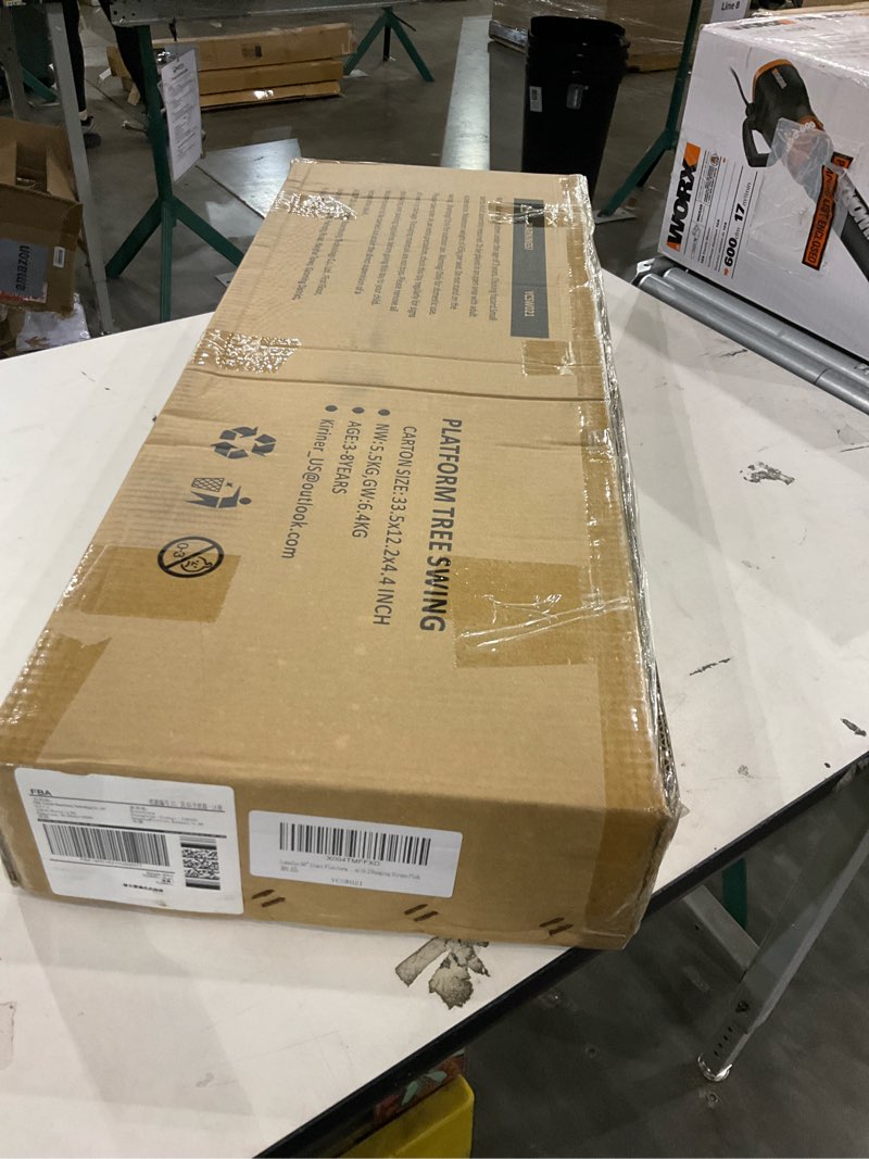 Condition photo showing New/Like New for Outdoor Swings for Kids, 440lbs, Heavy-Duty A-Frame Metal Outdoor Swing Stand, 1 Saucer & 1 Belt Swing Seat for Playground, Backyard Blue Blue Swing Set