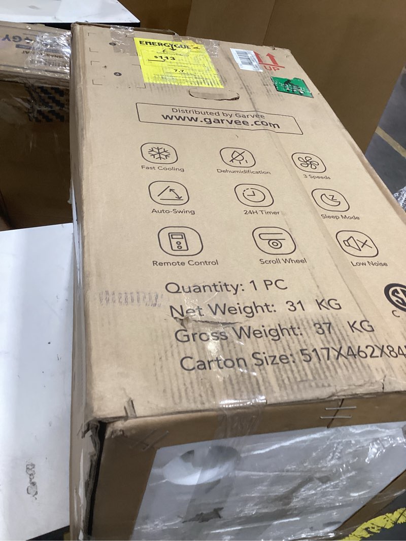 Condition photo showing As Is for 14000 btu portable air conditioner 3 - in - 1 multifunctional unit with remote for cooling 750 sq.ft areas in homes and offices white 14000 btus