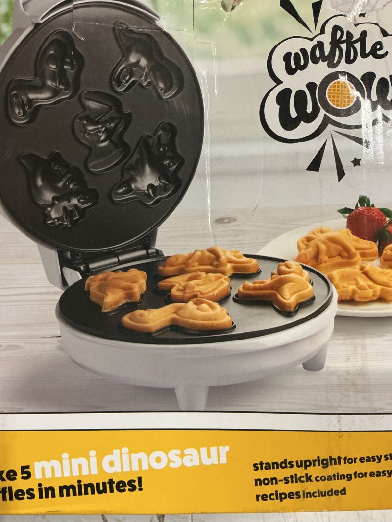 Dinosaur Mini Waffle Maker - 5 Different 3D Shaped Dinos in Minutes- Fun Breakfast for Kids, Adults 