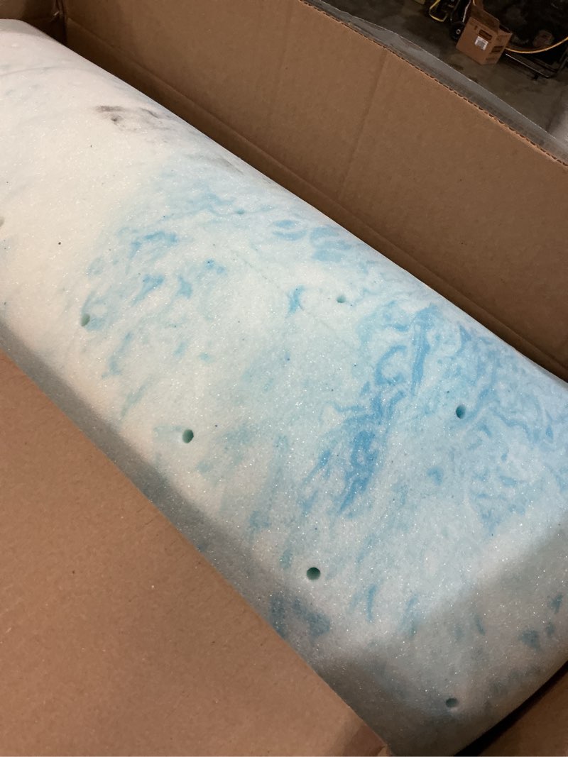 Condition photo showing As Is for novilla mattress topper queen size - 2 inch cooling memory foam mattress topper, slow-rebound pressure relief, soft comfort blue queen 2 inch