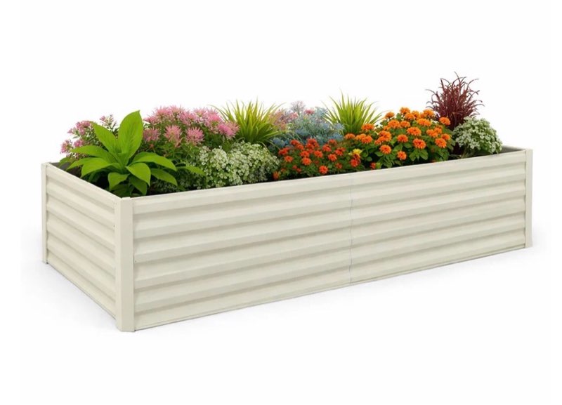 garvee 8x4x2ft galvanized raised garden bed,deep root planter box for vegetables,flowers,herbs-large metal raised garden bed kit outdoor,beige