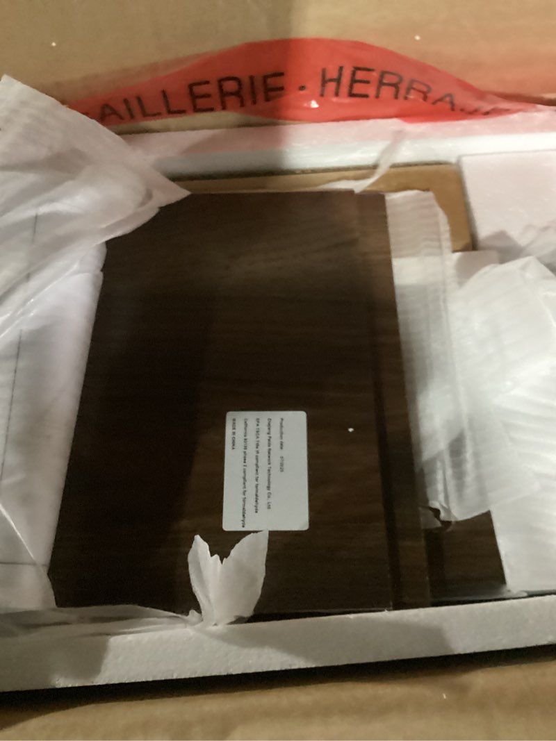 Condition photo showing Good Condition for RUSTOWN Fluted Bathroom Wall Cabinet with 2 Doors, 3-Tier Modern Farmhouse Medicine Cabinet, Over The Toilet Storage Cabinet with Adjustable Shelf and Towel Bar (Dark Walnut, Medium) Dark Walnut Medium