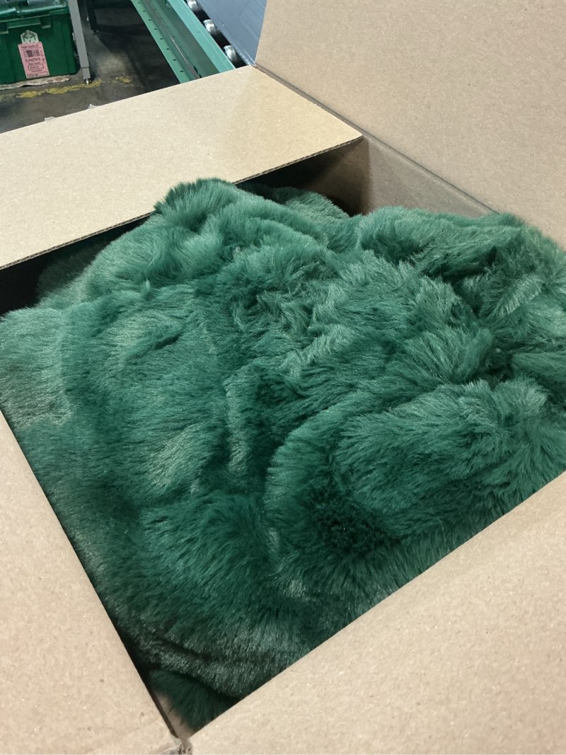 Condition photo showing Good Condition for smoofy faux fur throw blanket for couch - dark green super soft cozy bubble blanket, fluffy plush fuzzy throw for sofa & bed, thick lightweight warm blanket, luxury aesthetic gift for women 50"x60" dark green throw(50" x 60")