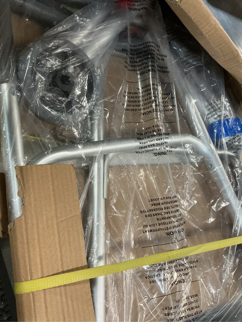Condition photo showing Good Condition for drive medical two-button folding walker with wheels - lightweight rolling mobility support - adjustable height - dual push-button operation - 5 inch front wheels - durable aluminum - silver 2-button walker