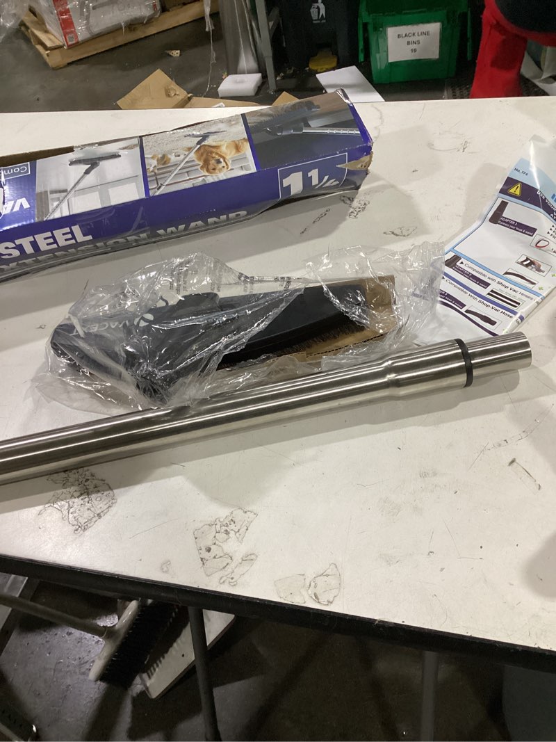 Condition photo showing As Is for 1.25 inch stainless steel vacuum extension wand compatible with vacuums using 1 1/4 inch (1.25in) 32mm accessories - 1 1/4 vacuum extension tube for shop vac (extension wand and hard floor brush)