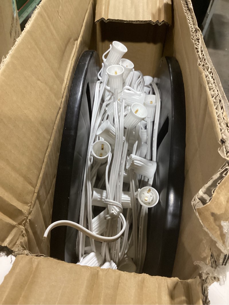 Condition photo showing Good Condition for Brightown Commercial 250FT C9 Christmas Stringer Bulk Reel, C9 Light Sockets Set Spool with 12" Spacing, UL Listed Christmas Roof Lights Cord, SPT-1 18AWG, White C9-White Wire 250FT
