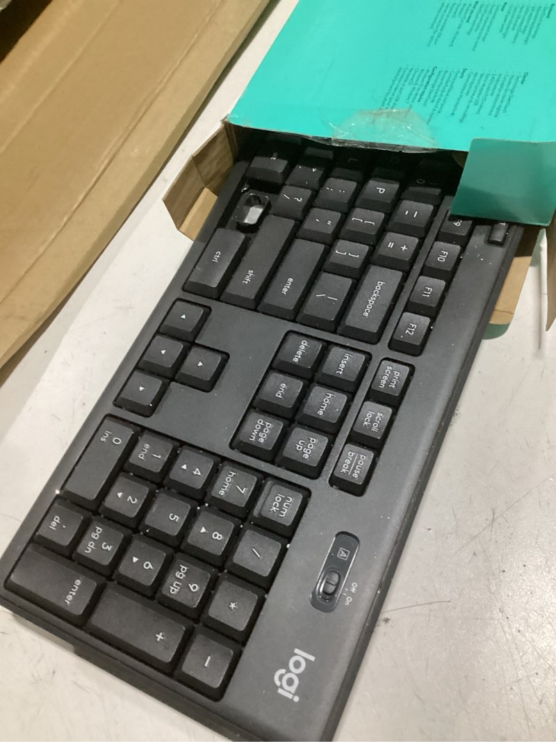 Condition photo showing As Is for logitech mk295 wireless mouse & keyboard combo with silenttouch technology, full numpad, advanced optical tracking, lag-free wireless, 90% less noise - graphite