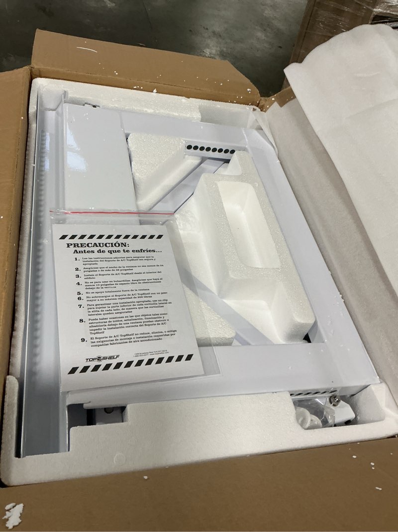 Condition photo showing New/Like New for Top Shelf TSB-2438 Universal Heavy Duty Window Air Conditioner AC Support Bracket -Holds Up to 225 lbs., No Drilling or Tools Required, White