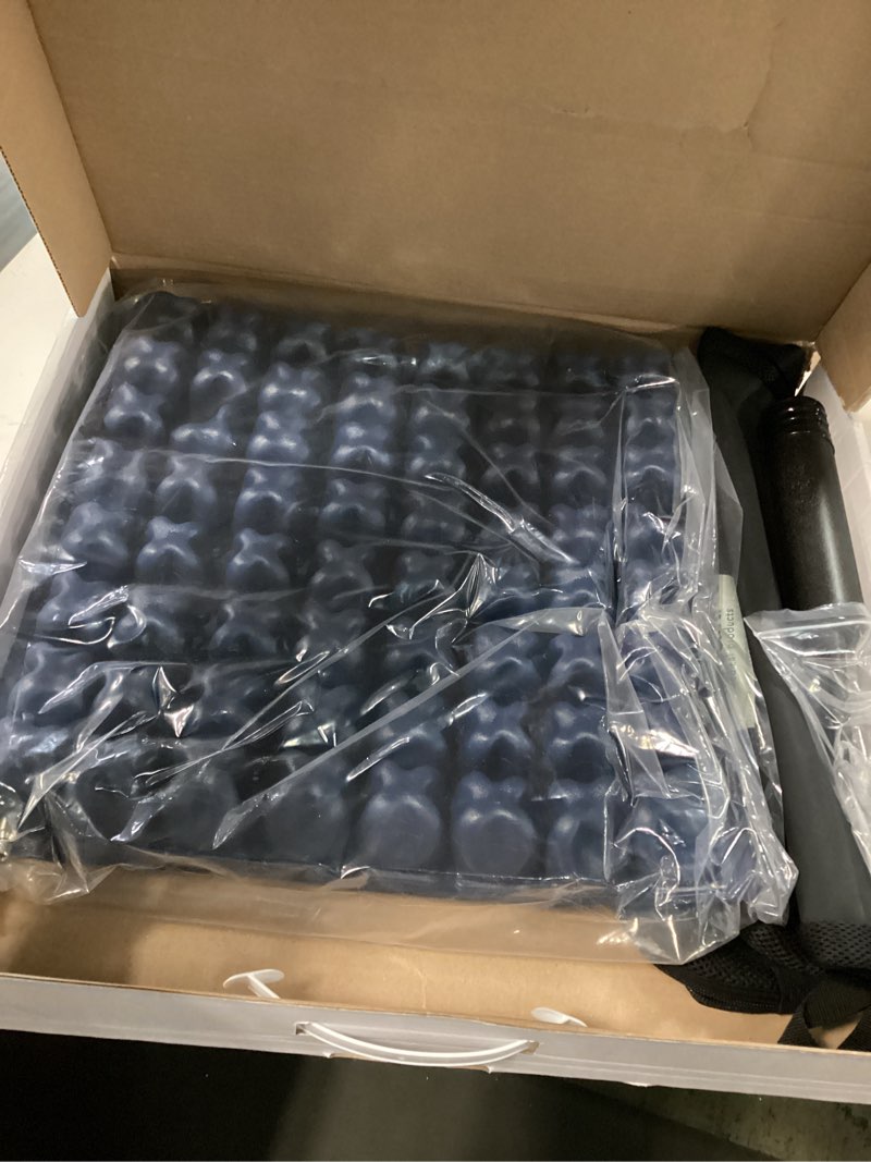 Condition photo showing New/Like New for ProHeal Inflatable Wheelchair Air Cushion 16 x 16 - for Pressure Sore Treatment and Prevention - 2" Deep Immersion Pressure Redistribution - Dual Valve - Nylon Cover - Includes Pump, Repair Kit 16" x 16" x 2"
