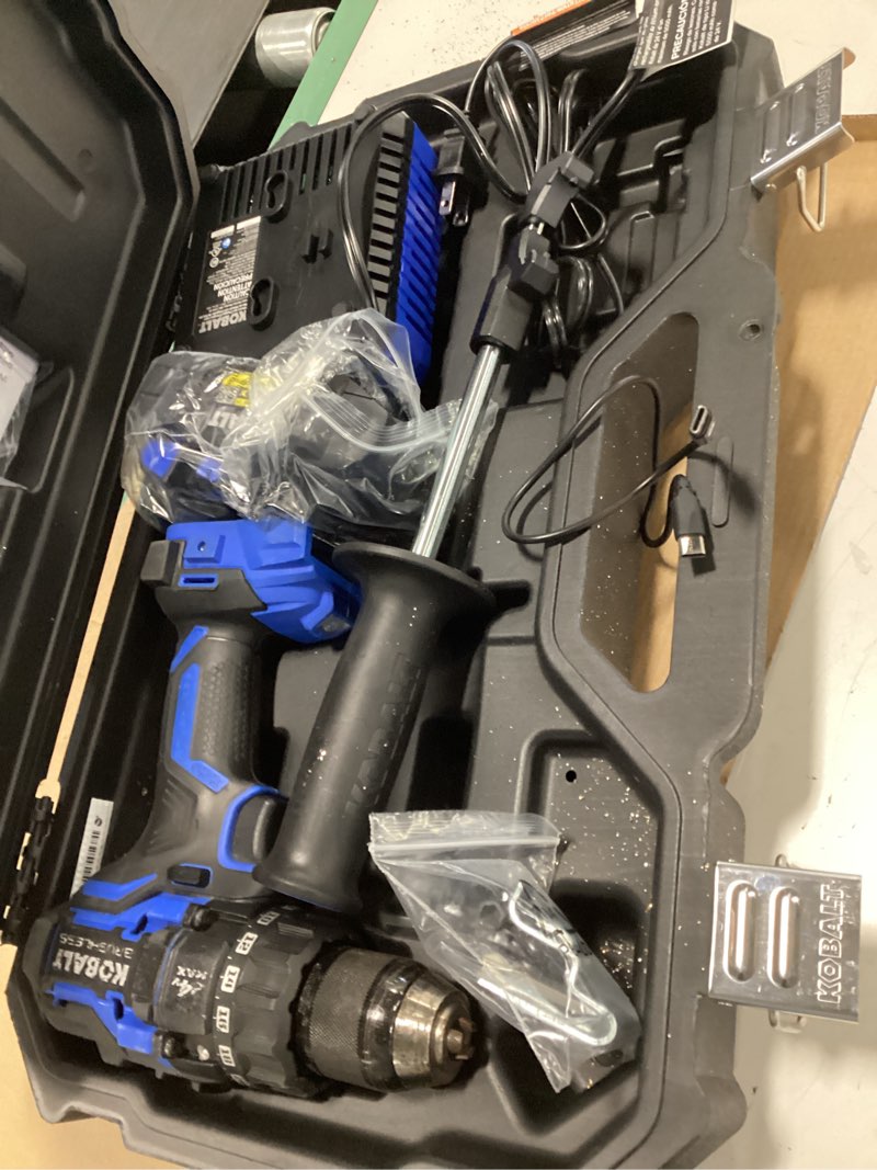 Condition photo showing As Is for Kobalt XTR 24-volt Max 1/2in Keyless Brushless Cordless Drill Set KXDD 1424A-03