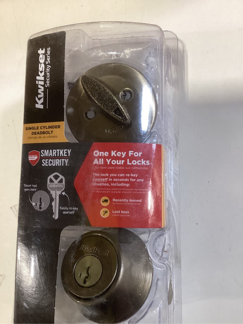 Condition photo showing As Is for kwikset 660 5 smt cp rcal rcs k6 security single-cylinder deadbolt  antique brass - quantity 1