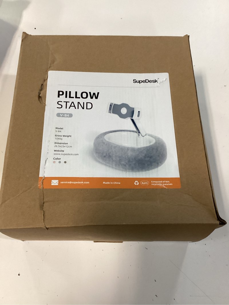 Condition photo showing New/Like New for supedesk kindle pillow stand – soft grey fuzzy tablet holder with storage bowl, hands-free lap stand for bed, couch – compatible with kindle, ipad, phones & e-readers (gray)