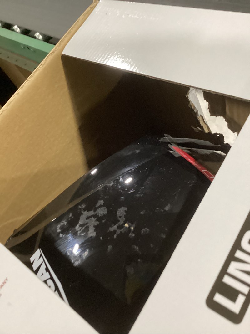 Condition photo showing As Is for lincoln electric k3034-4 viking 3350 auto darkening welding helmet with 4c lens technology, matte black, extra large matte black helmet