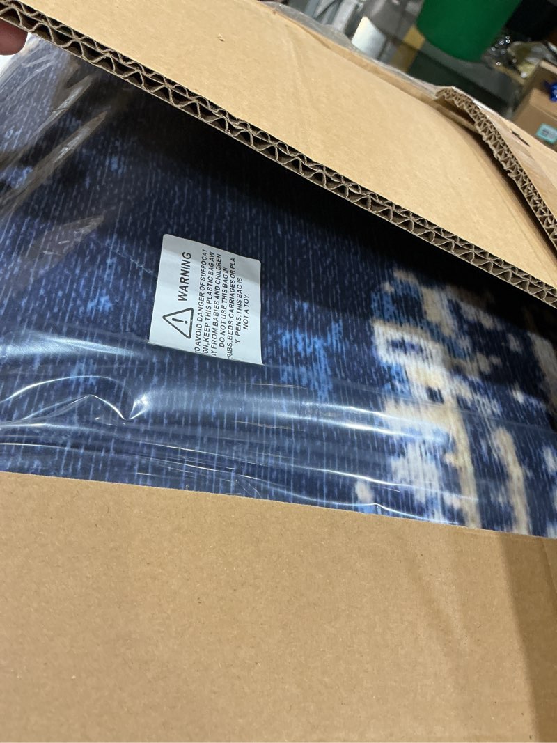 Condition photo showing Good Condition for vivorug 9x12 area rugs for living room, non slip machine washable vintage navy blue rug, ultra-thin lightweight large area rug for bedroom, dining room, low pile rug classic-navy 9' x 12' (rectangular)