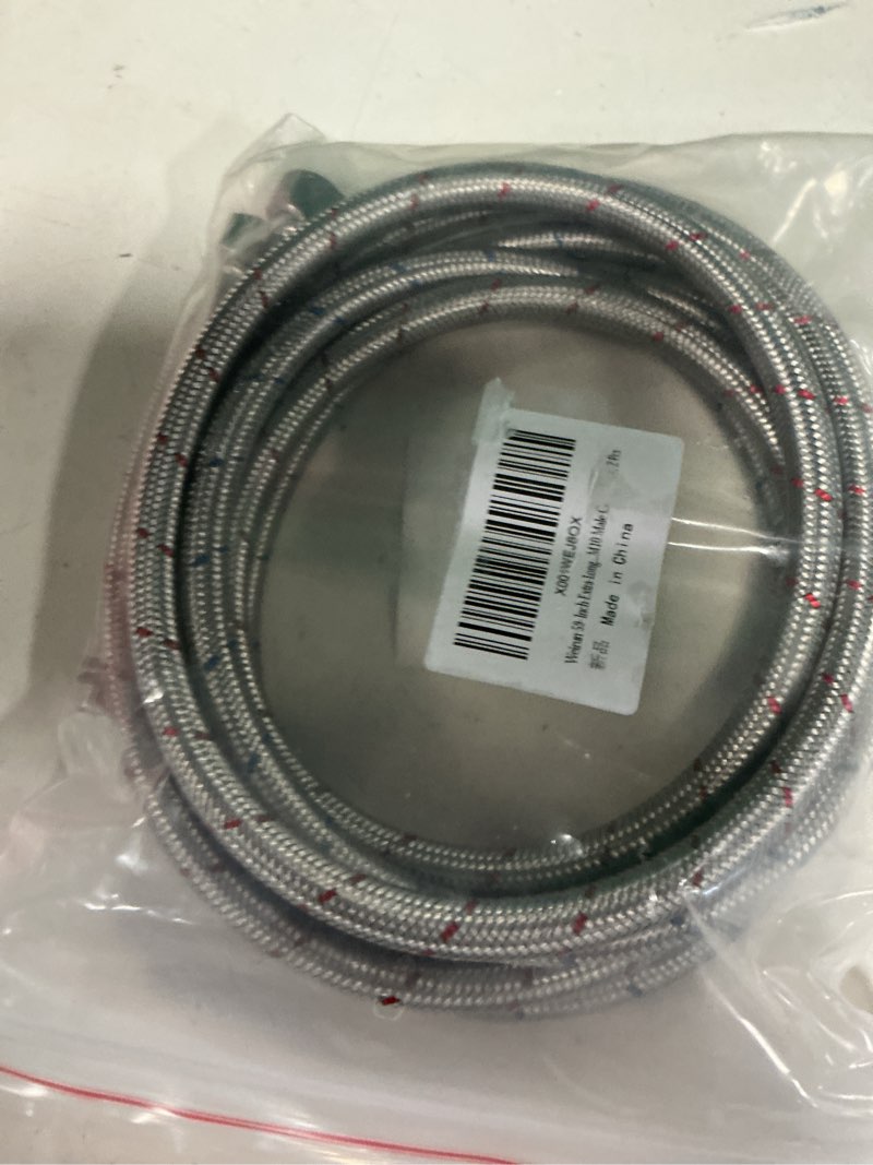 Condition photo showing New/Like New for 59" extra long faucet supply lines braided stainless steel hose 3/8" comp x m10 male connector replacement parts hoses,kitchen bathroom outdoor faucet sink basin water hose,2 pcs
