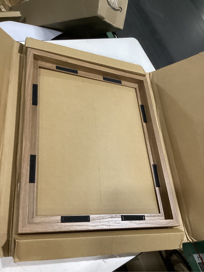 Condition photo showing Good Condition for mcs canvas float frames 16x20 frame, walnut woodgrain for finished canvases, vertical & horizontal wall hanging large with adhesive for canvas paintings (1-pack) 16x20 without mat walnut woodgrain