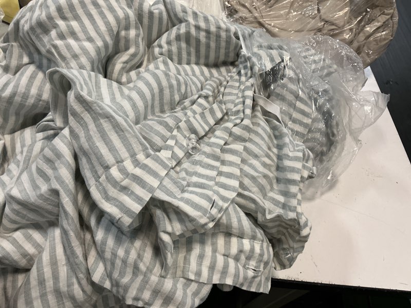 Condition photo showing As Is for quince european linen stripe duvet cover set 