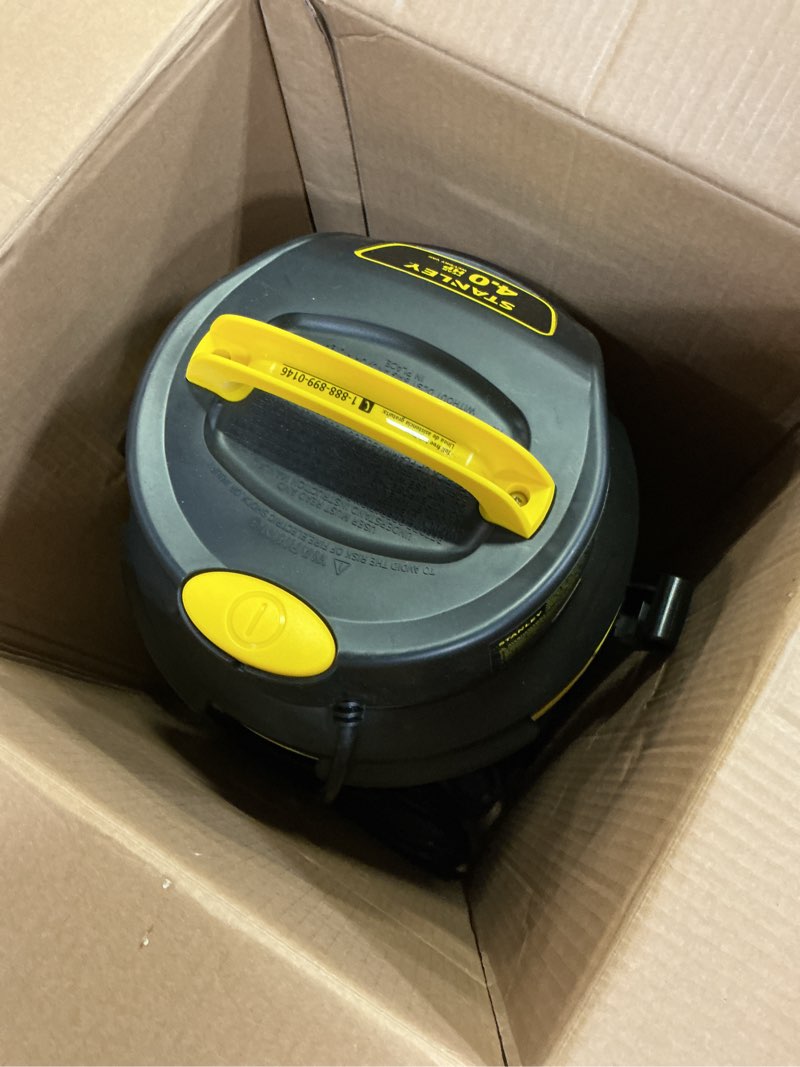 Condition photo showing item condition for Stanley Wet/Dry Vacuum, 5 Gallon, 4 Horsepower, Stainless Steel Tank - Silver+yellow+black - SL18130