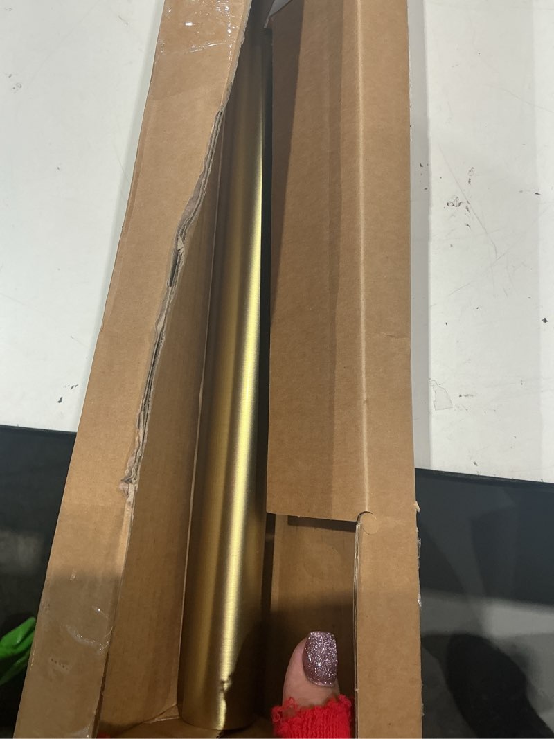 Condition photo showing Good Condition for blasthome® non-adjustable luxury curtain rods for windows, 1 ¼” rod set, 3 1/2 foot fixed length, brushed gold single rod brushed gold 3 1/2 foot