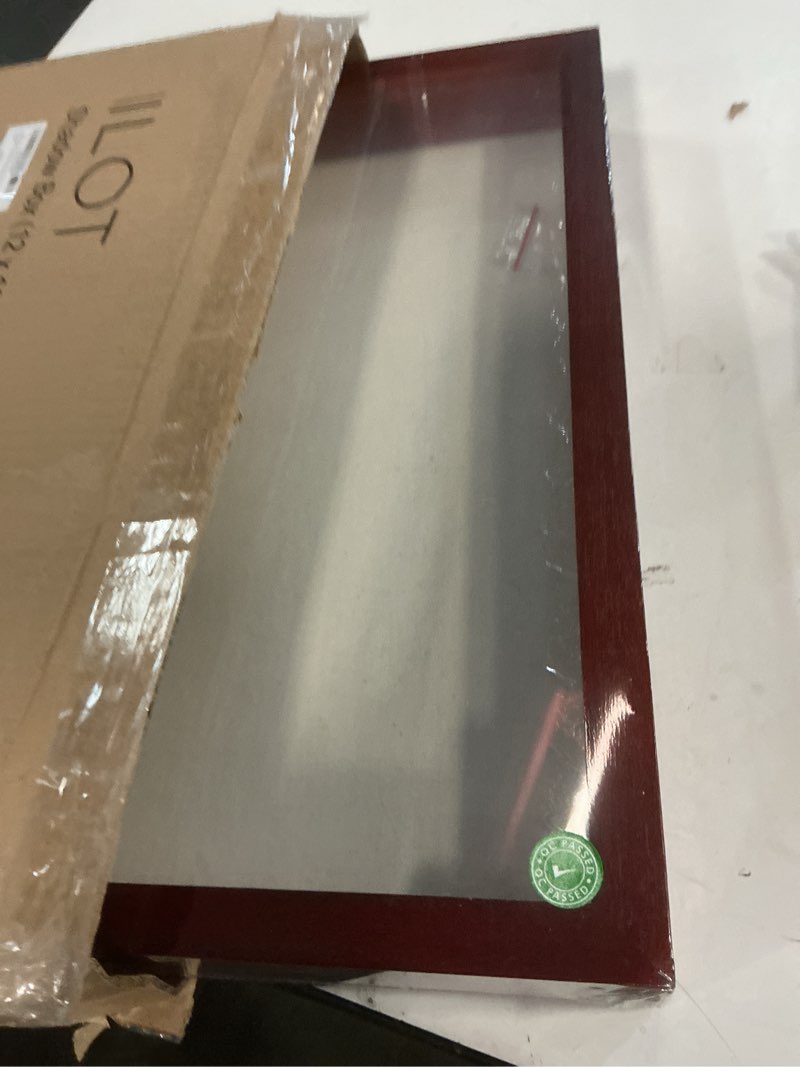 Condition photo showing New/Like New for 12"x16" Solid Wood Mahogany Display Shadow Box Frame - Solid Wood Memory Box for Keepsakes (Picture Box, Military, Wedding, Graduation, and Flower Shadow Box) Mahogany 12x16