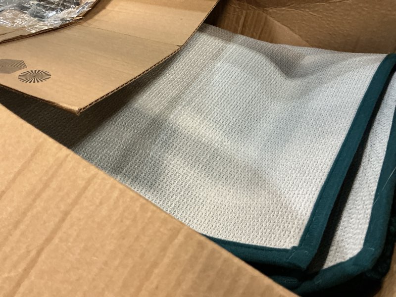 Condition photo showing As Is for homeideas bathroom rugs sets 3 piece, super soft and absorbent non slip microfiber toilet bath mat with u-shaped (atlantic blue) 1'4" x 2'8" (16"x24"+20"x32"+u shape 20"x24") atlantic blue