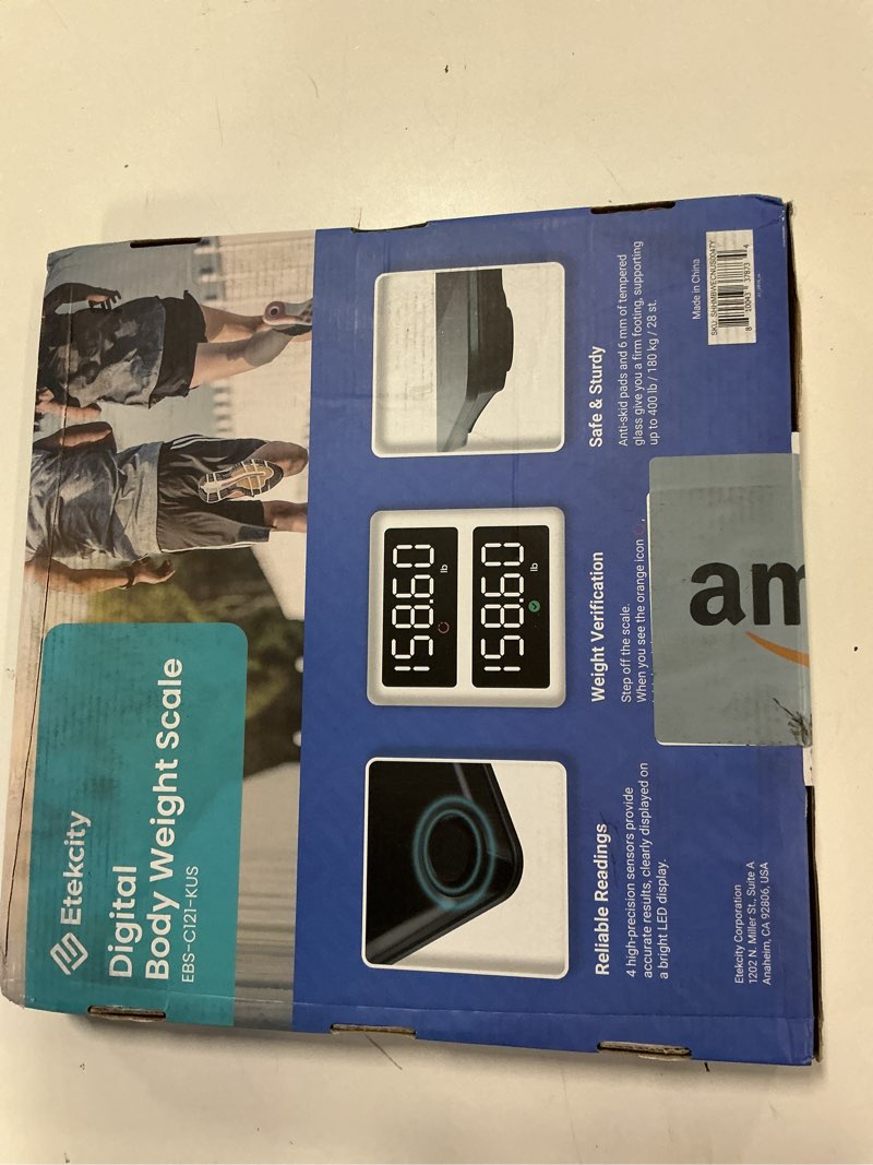 Condition photo showing New/Like New for Etekcity Scale for Body Weight, Digital Bathroom Scales for People, Most Accurate to 0.05lb, Bright LED Display & Large Clear Numbers, Upgraded Quality for the Elderly Safe Home Use, 400 lbs Grey-blue 11.8 x 11.8 x 0.96 in