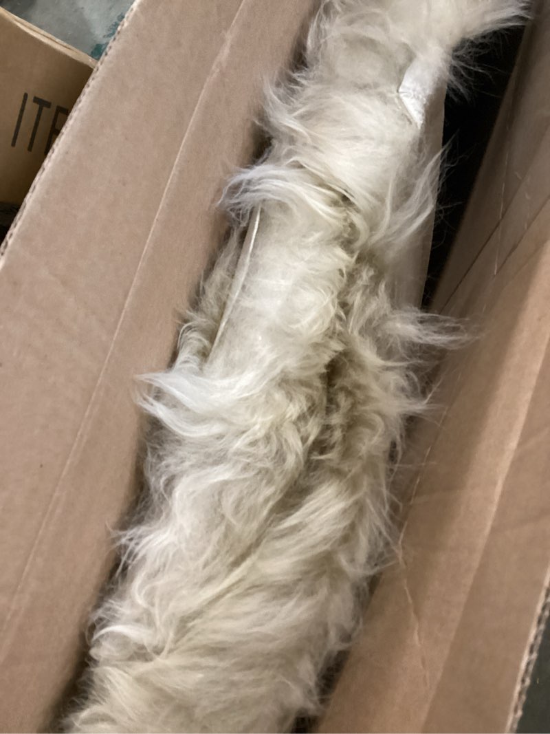 Condition photo showing As Is for iriwool premium genuine fur sheepskin rug real australia sheepskin natural luxury fluffy lambskin fur area rug seat covers for kids bedroom sofa chair cover (creamy gray, double pelt/2ft x 6ft) 2' x 6' (sheepskin shape) creamy gray