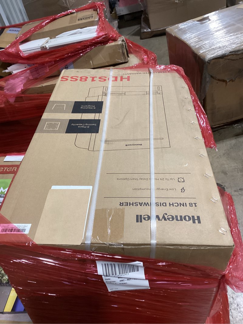 Condition photo showing New/Like New for honeywell 18-inch dishwasher with 8 place settings, 6 washing programs, stainless steel tub, ul & energy star certified, stainless finish 18 inch