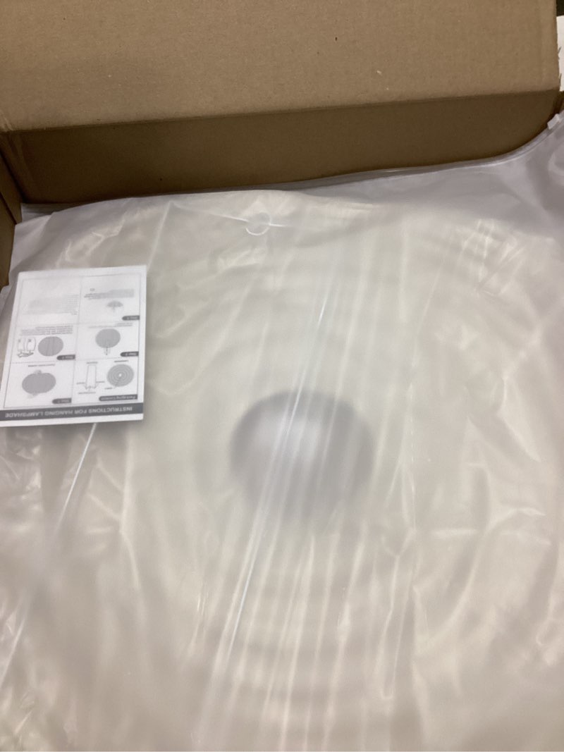 Condition photo showing As Is for large hanging lamp shade 20inch round linen pendant lamp shade can replace paper lanterns hanging lantern handmade minimalist decorations suitable for living room, hallway bedroom, and kitchen