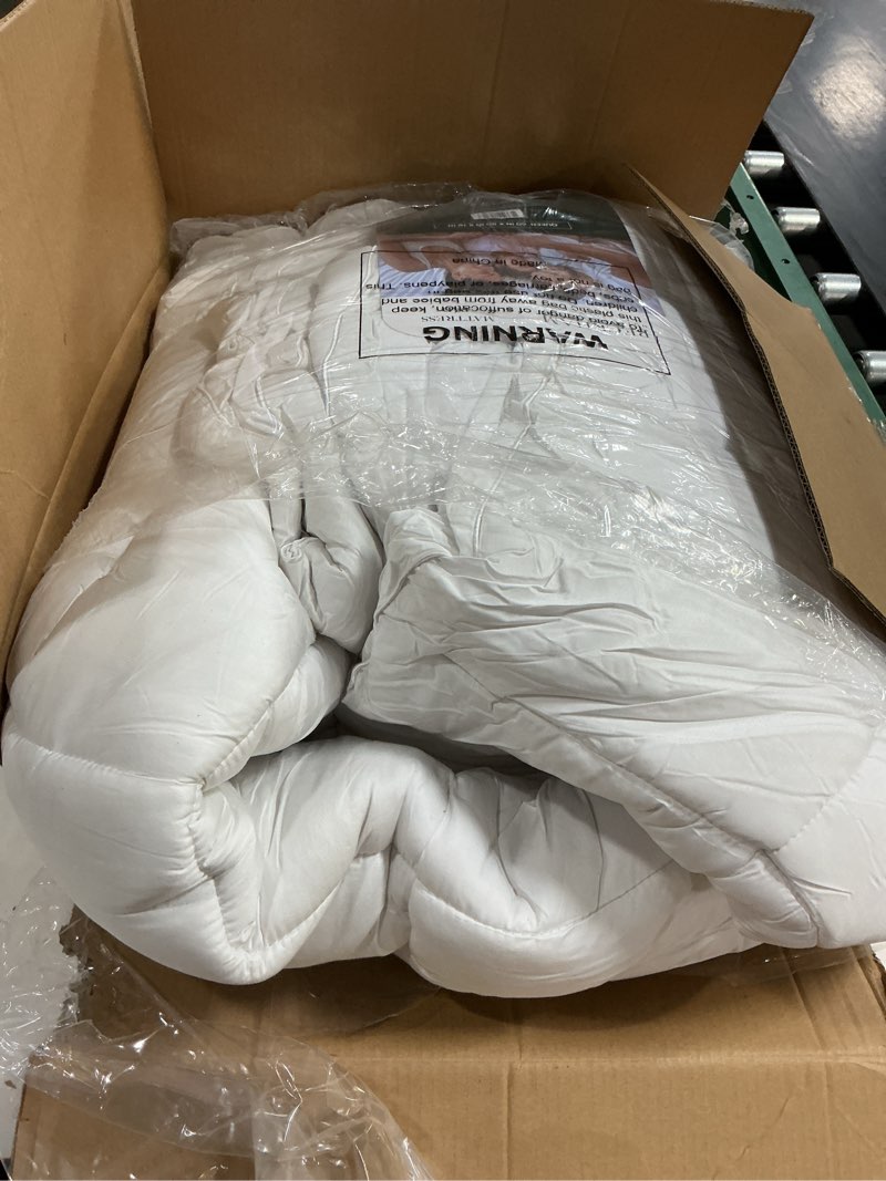Condition photo showing As Is for beckham hotel collection queen size mattress pad (extra padded) & protector hybrid - quilted pillow top mattress cover - thick, plush, fitted mattress topper for bed