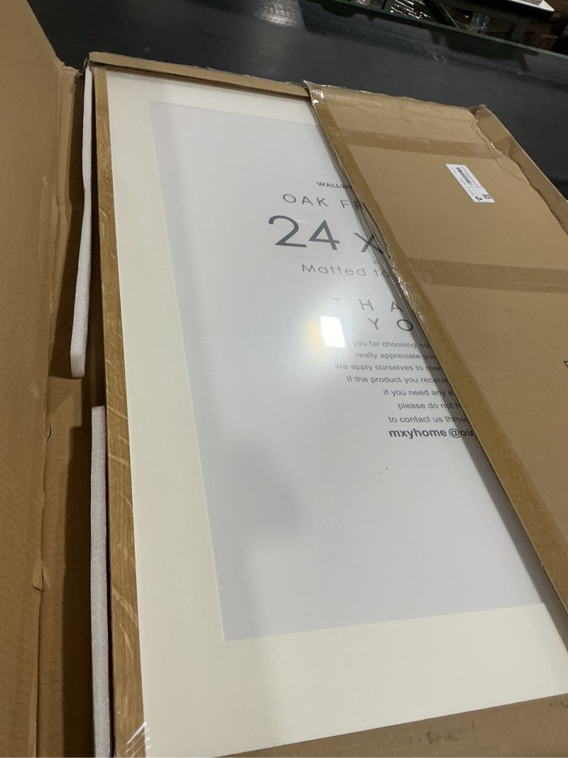 Condition photo showing Good Condition for wallwisy 24x36 Poster Frame, Solid Oak 24 x 36 Large Picture Frames with Mat to 20x30, 36x24 Natural Wood Frame Horizontal or Vertical Wall Mounting, Set of 2 24x36 in - 2P Natural Oak