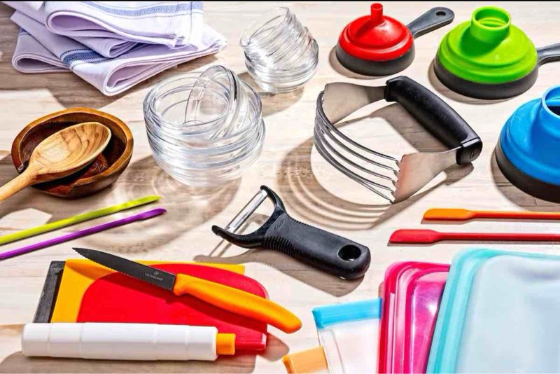 Mixture of kitchen tools or kitchen accessories