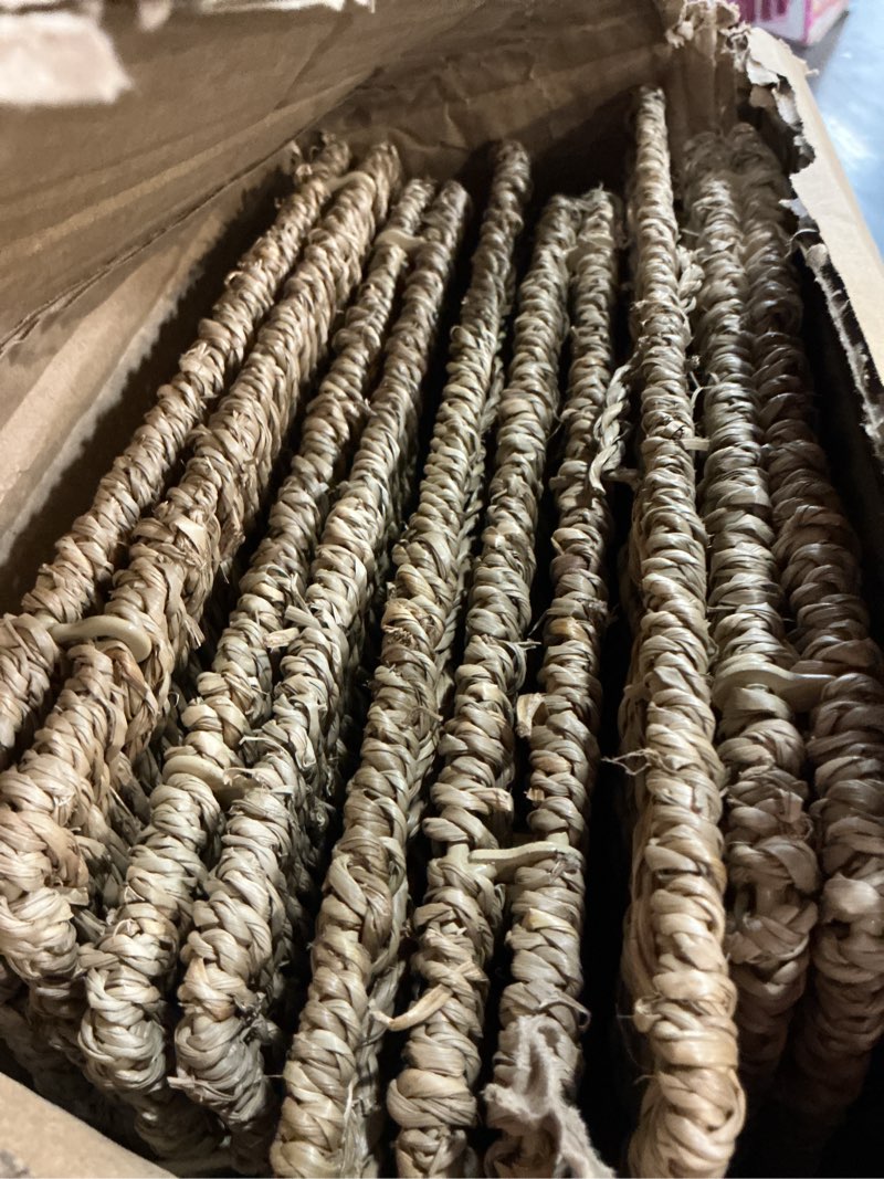 Condition photo showing As Is for 12x12x10in Seagrass Storage Baskets Set of 4, Large Wicker Storage Basket, Decorative Seagrass Shelf Basket, Pantry Baskets Organization,Folding Storage Cube Bins Seagrass?4 PACK?