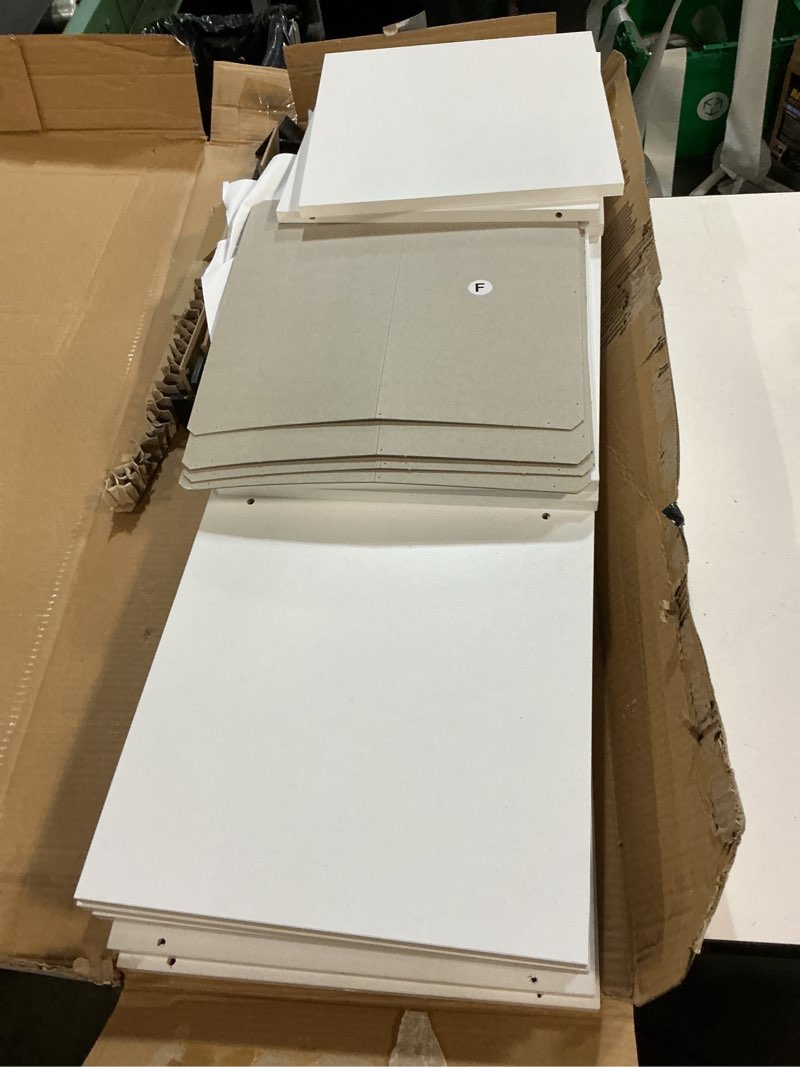 Condition photo showing As Is for style selections 35.88-in h x 35.88-in w x 11.63-in d white stackable wood laminate 9 cube organizer