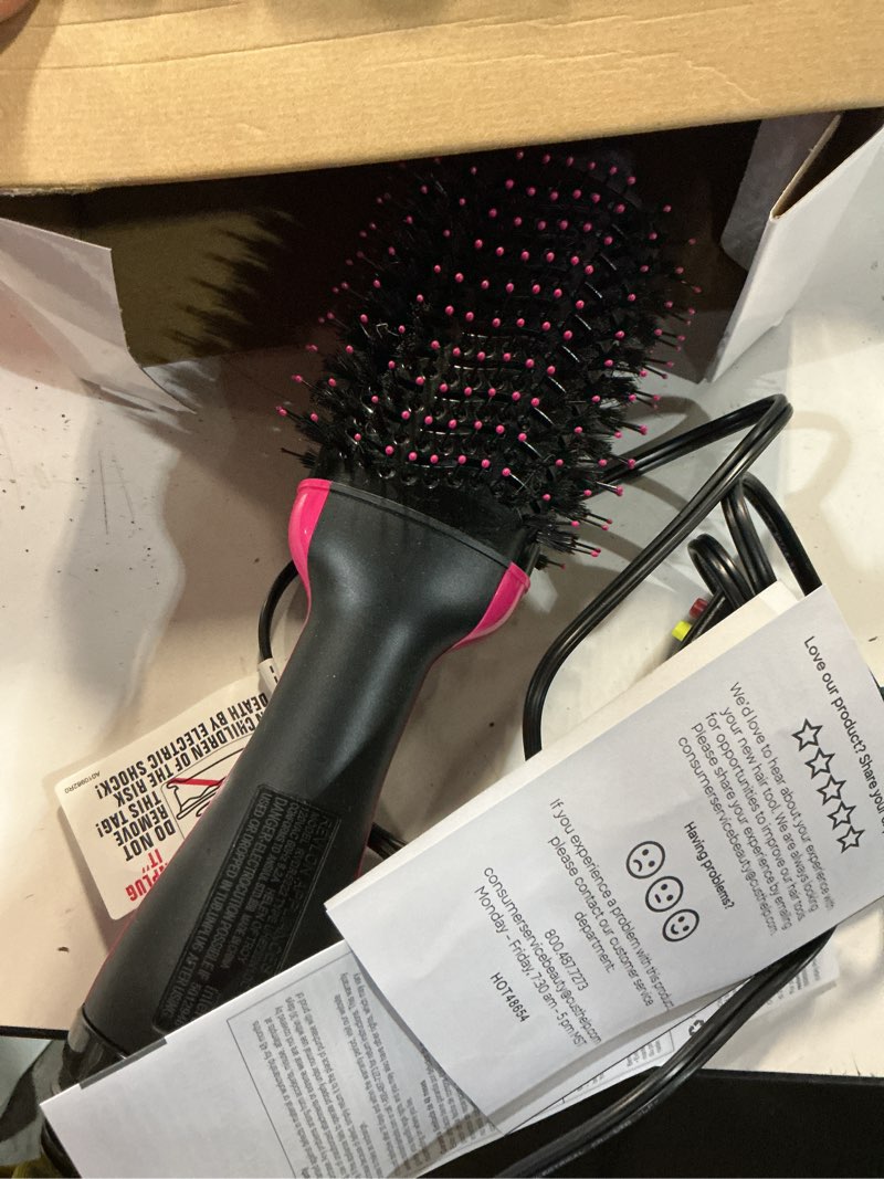 Condition photo showing As Is for revlon one-step volumizer hair dryer and styler | less frizz, more shine, and less heat damage for fast and easy salon-style blowouts, for all hair types and lengths (black) black 1.0 volumizer