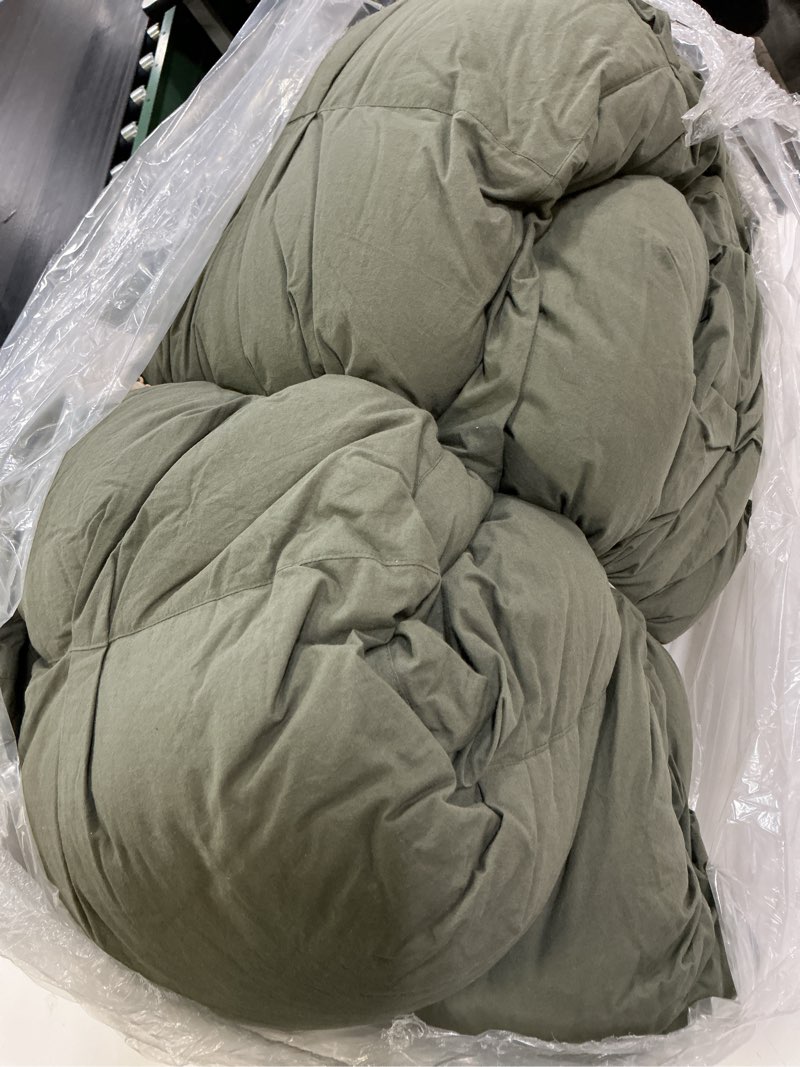 Condition photo showing Good Condition for cotton pintuck comforter, king/cal king, dusty olive