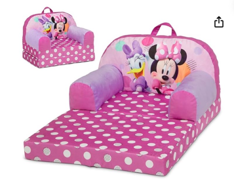 delta children - disney princess cozee buddy flip-out kids chair, pink