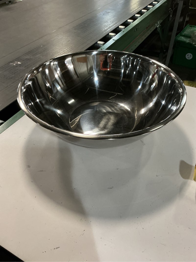Condition photo showing As Is for Winco 16 Quart Heavy-Duty Stainless Steel Mixing Bowl 16 Quart Economy