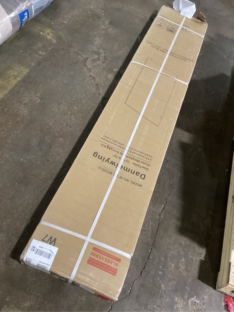 Condition photo showing As Is for Bathroom Shower Door 12" W x 78.75" H, Frameless Fixed 3/8" (10mm) Thick Clear Tempered Glass Door P