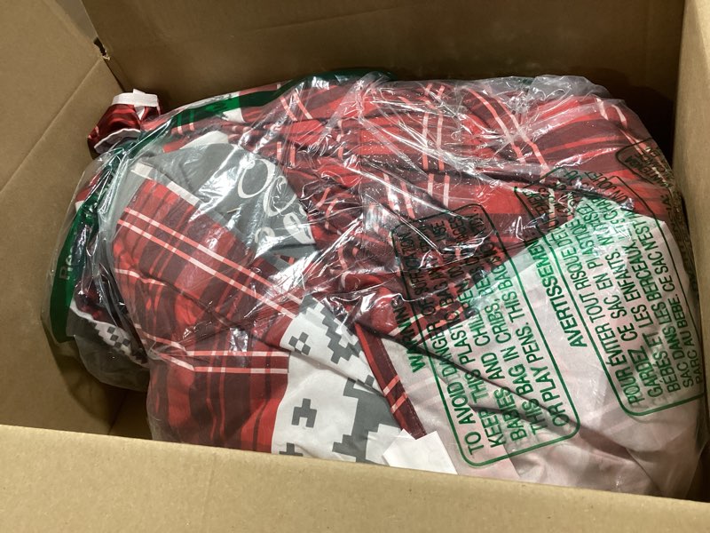 Condition photo showing Good Condition for caromio christmas duvet cover king, soft microfiber red duvet covers, reversible printed comforter cover set holiday decorative bedding (christmas plaid, king) christmas grey king