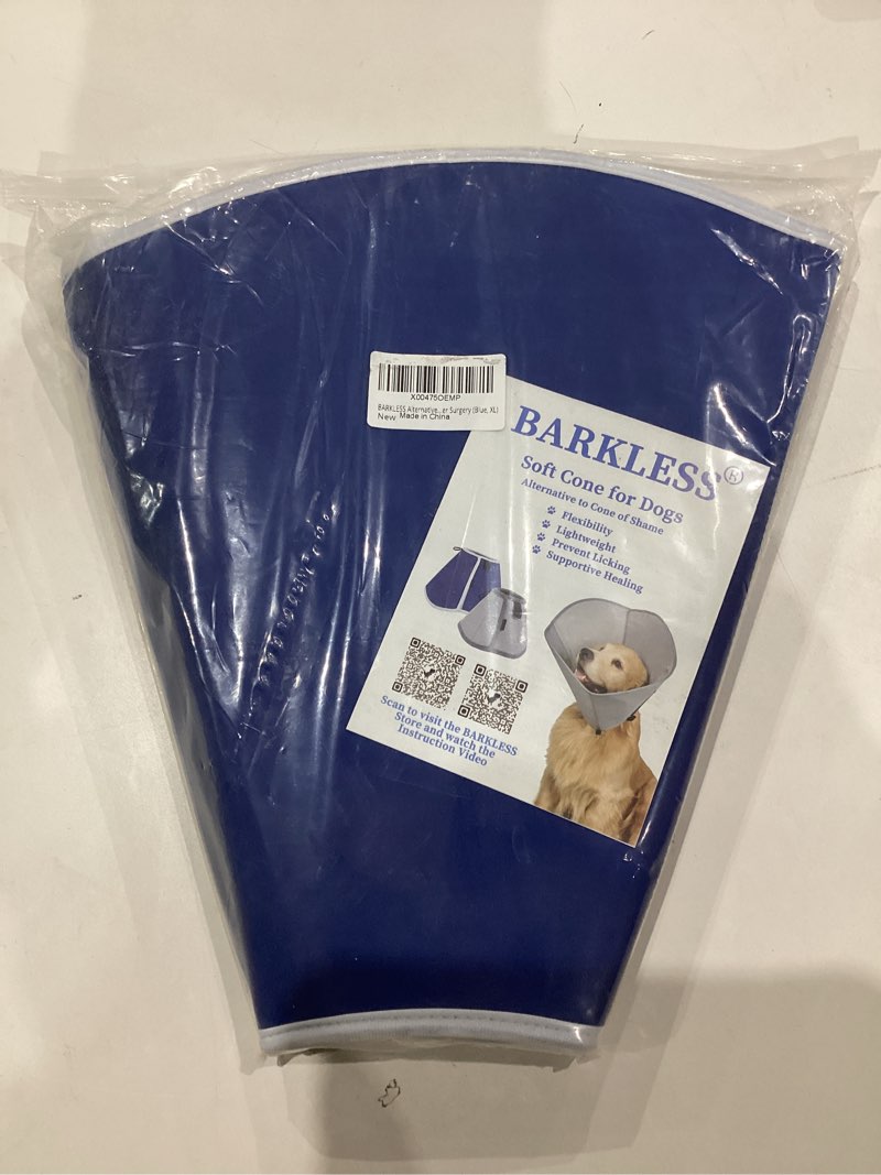 Condition photo showing As Is for BARKLESS Dog Cone, Soft Cone for Dogs After Surgery to Stop Licking, Alternative to Recovery Collar for Large Breeds, Adjustable Elizabethan Collar for Neutering and Wound Care Blue XL (Neck: 17-20.5")