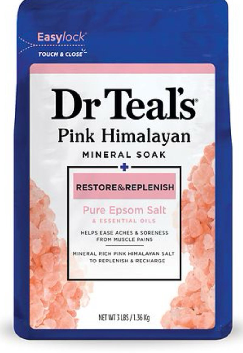dr teal s epsom salt magnesium soak  restore & replenish with pink himalayan mineral  3 lbs