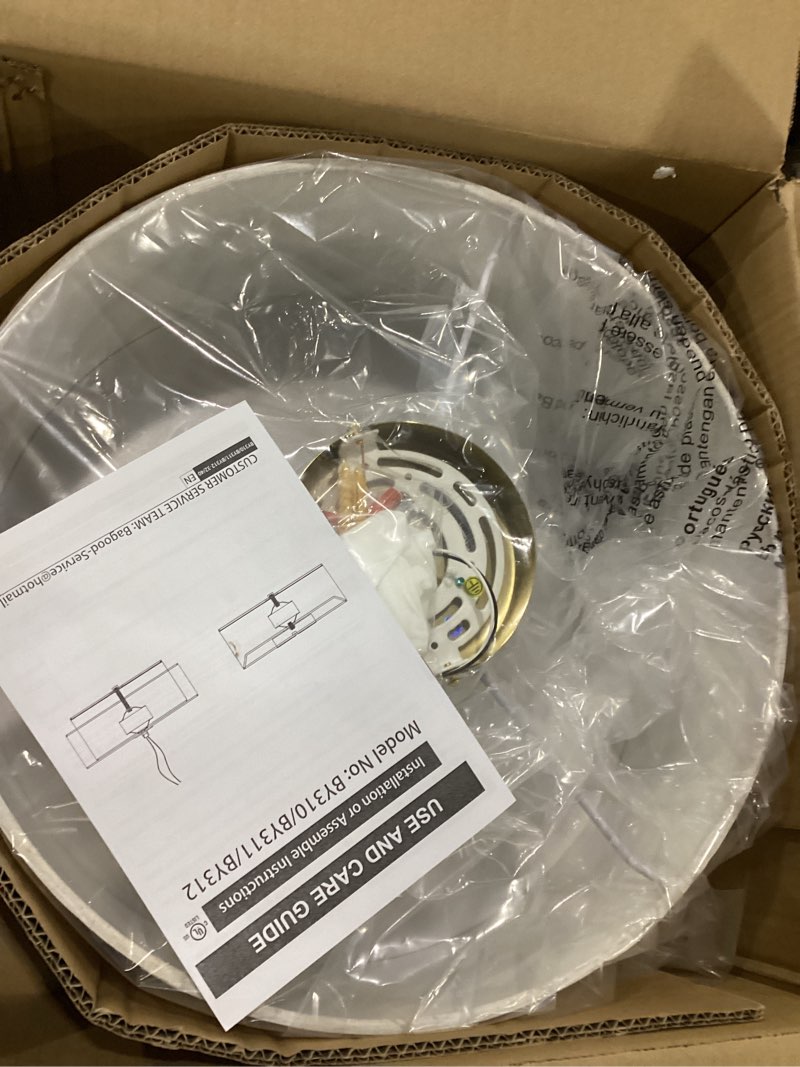 Condition photo showing New/Like New for 16 Inch Flush Mount Ceiling Light Fixture 3-Light Drum Modern Gold Ceiling Light Fixture Dimmable Close to Ceiling Light Fixture with Fabric Shade for Living Room Hallway Entryway Bedroom Gold Flush Mount 16inch