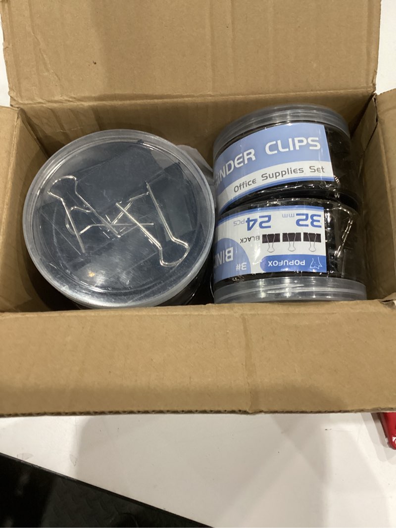Condition photo showing New/Like New for Binder Clips Assorted Sizes Including Extra Large Medium Small Mini and Micro, Office Supplies File Clamps Paper Clips, 6 Sizes in 6 Boxes, 208 PCS Metal Black Clamps for School