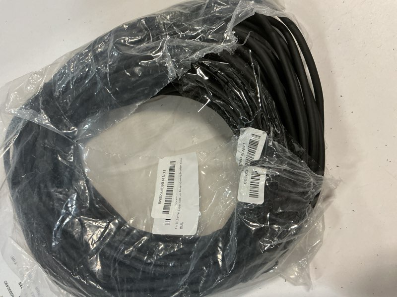 Condition photo showing As Is for cat 8 ethernet cable, 100ft high speed heavy duty 26awg cat8 lan network cable 40gbps, 2000mhz with gold plated rj45 connector, outdoor&indoor internet cable compatible for router gaming modem xbox