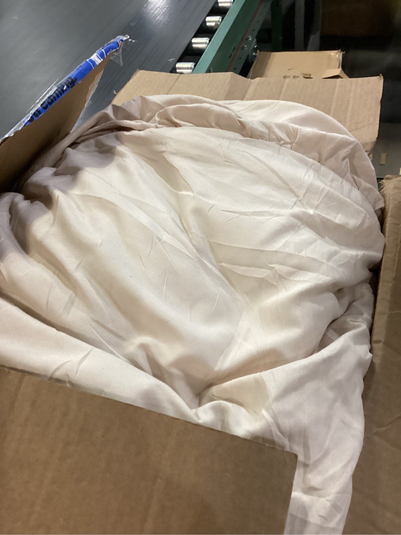 Condition photo showing Good Condition for Cupocupa Beige Queen Comforter Set, 3Pcs Comforters Ruffle Farmhouse Bedding Sets Queen with Comforter, Lightweight Soft Shabby Chic Bedding Comforter Set Fluffy for All Season Queen Beige