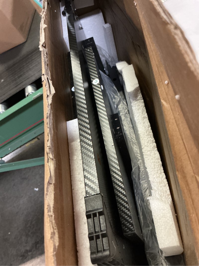 Condition photo showing As Is for AODK 52 Inch Gaming Desk with USB Charging Ports & LED Light- Reversible Computer Desk with Storage Shelves & Monitor Stand, Modern Gamer Desk Table with Fabric Drawers & Side Hook, Carbon Fiber Black Black 52 inches