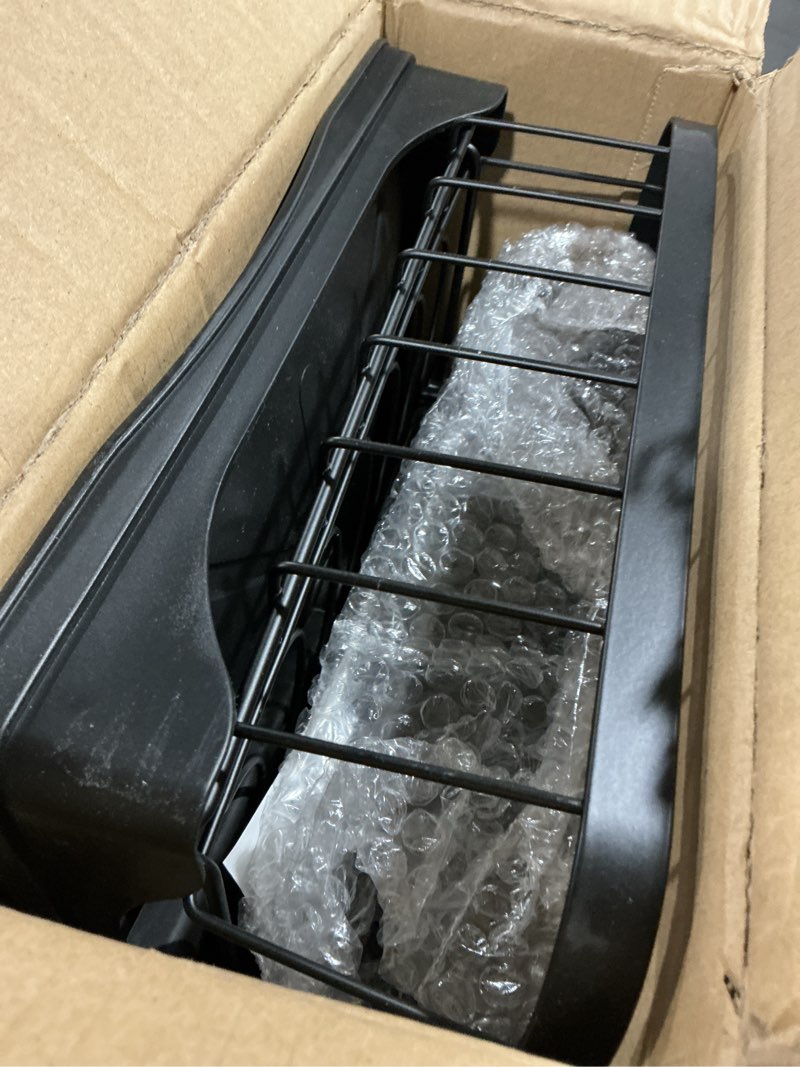 Condition photo showing Good Condition for 2 tier dish rack, carbon steel dish drying rack for kitchen organization & storage, countertop / sink dish rack with automatic drain tray, large capacity black dish rack - essential home kitchen item
